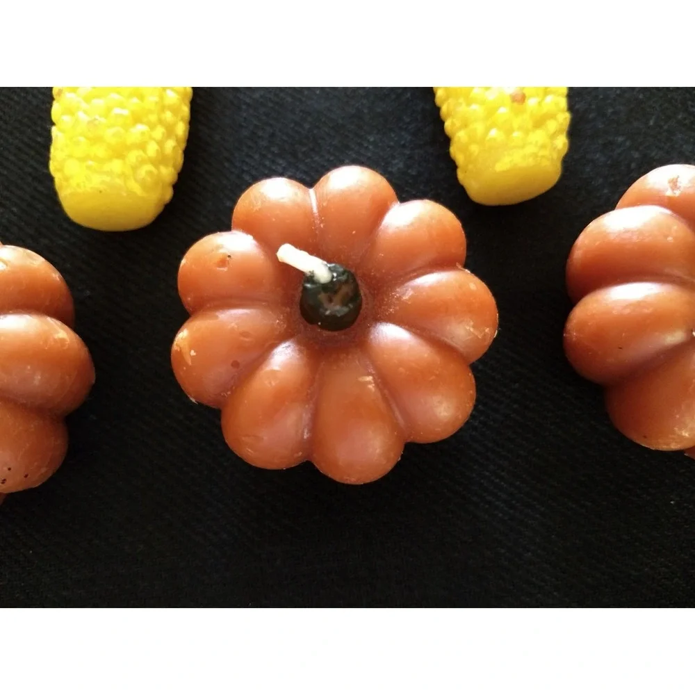 Thanksgiving Corn Cob & Mini‎ Pumpkin Candles Lot/5 Decorative Yellow Orange New
